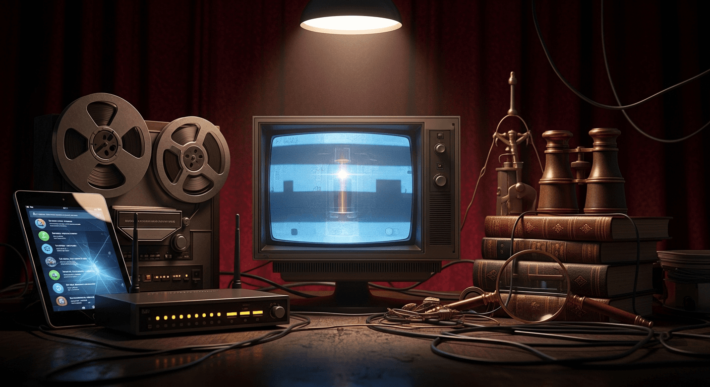 Abstract radar monitoring concept in midcentury modern style