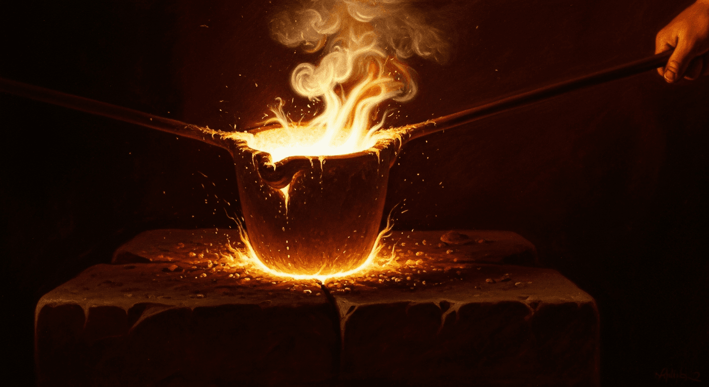 Abstract dramatic illustration representing the tension between AI hype and market reality